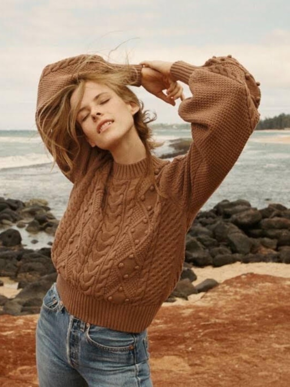 Doen Lulu Pom Pom Sweater, Macaroon, XS Excellent condition!